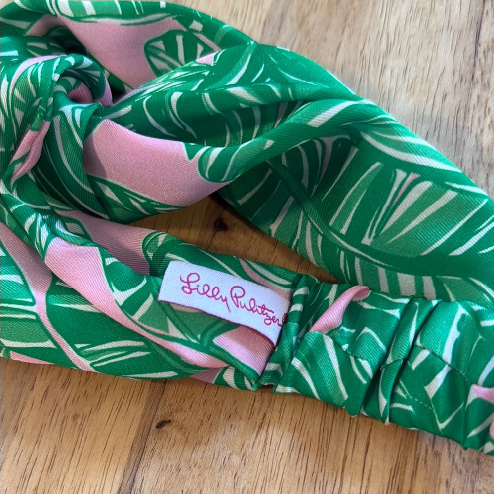 Lilly Pulitzer Green and Pink Leaf Print Headband - Picture 3 of 3